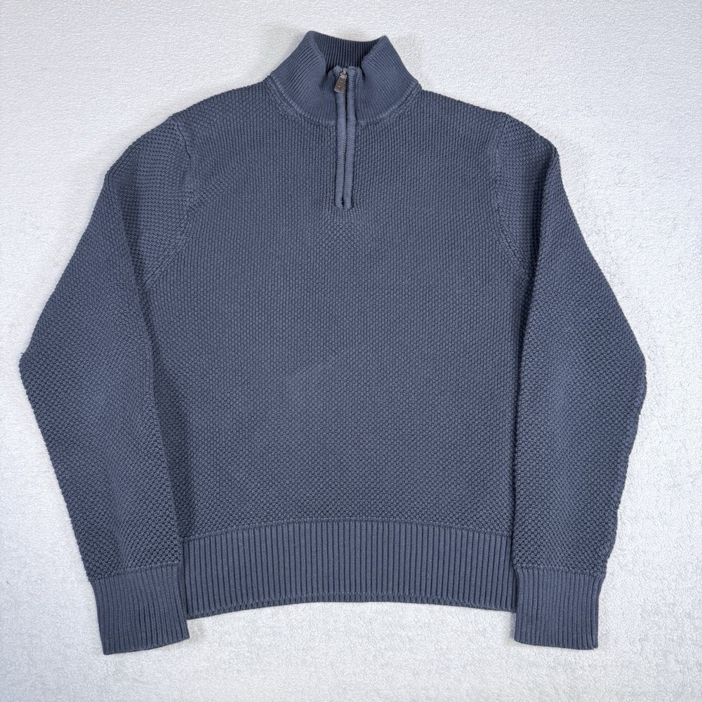 J.Crew Sweater Mens X-Large Blue Cotton 1/4 Zip Mock Neck Waffle Knit Pullover
